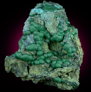 Malachite from Kolwezi Mining District, 240 km WNW of  Lubumbashi, Katanga Copperbelt, Lualaba Province, Democratic Republic of the Congo