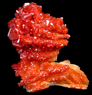 Vanadinite on Barite from Mibladen, Haute Moulouya Basin, Zeida-Aouli-Mibladen belt, Midelt Province, Morocco