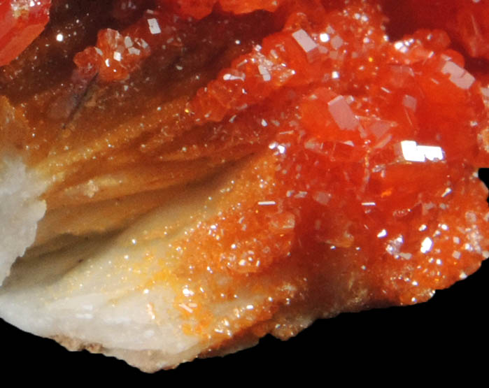 Vanadinite on Barite from Mibladen, Haute Moulouya Basin, Zeida-Aouli-Mibladen belt, Midelt Province, Morocco