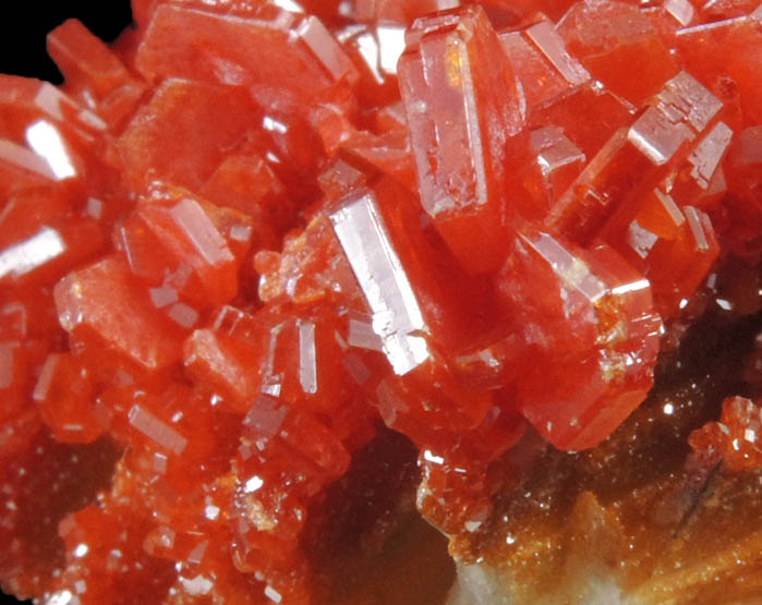 Vanadinite on Barite from Mibladen, Haute Moulouya Basin, Zeida-Aouli-Mibladen belt, Midelt Province, Morocco