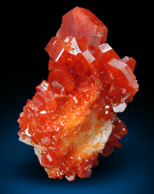 Vanadinite on Barite from Mibladen, Haute Moulouya Basin, Zeida-Aouli-Mibladen belt, Midelt Province, Morocco