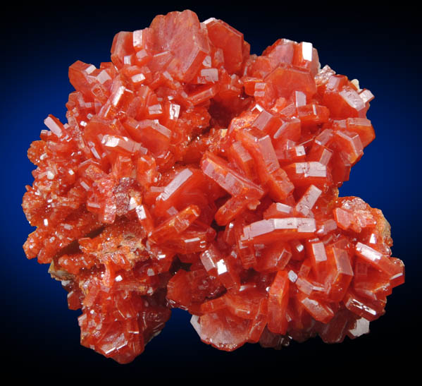 Vanadinite on Barite with Calcite from Mibladen, Haute Moulouya Basin, Zeida-Aouli-Mibladen belt, Midelt Province, Morocco