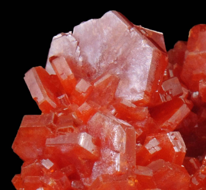 Vanadinite on Barite with Calcite from Mibladen, Haute Moulouya Basin, Zeida-Aouli-Mibladen belt, Midelt Province, Morocco