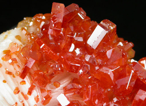 Vanadinite on Barite from Mibladen, Haute Moulouya Basin, Zeida-Aouli-Mibladen belt, Midelt Province, Morocco