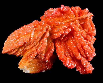 Vanadinite on Barite from Mibladen, Haute Moulouya Basin, Zeida-Aouli-Mibladen belt, Midelt Province, Morocco