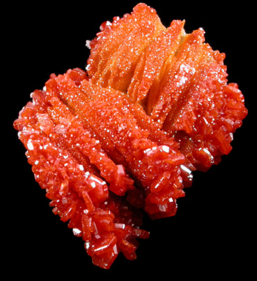 Vanadinite on Barite from Mibladen, Haute Moulouya Basin, Zeida-Aouli-Mibladen belt, Midelt Province, Morocco