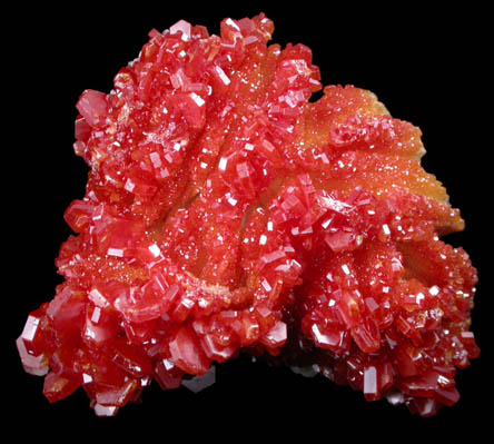 Vanadinite on Barite with Aragonite from Mibladen, Haute Moulouya Basin, Zeida-Aouli-Mibladen belt, Midelt Province, Morocco