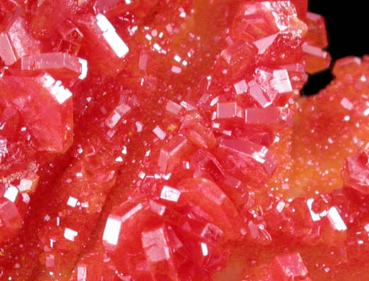 Vanadinite on Barite with Aragonite from Mibladen, Haute Moulouya Basin, Zeida-Aouli-Mibladen belt, Midelt Province, Morocco