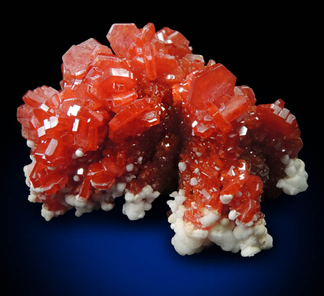 Vanadinite with Calcite on Barite from Mibladen, Haute Moulouya Basin, Zeida-Aouli-Mibladen belt, Midelt Province, Morocco