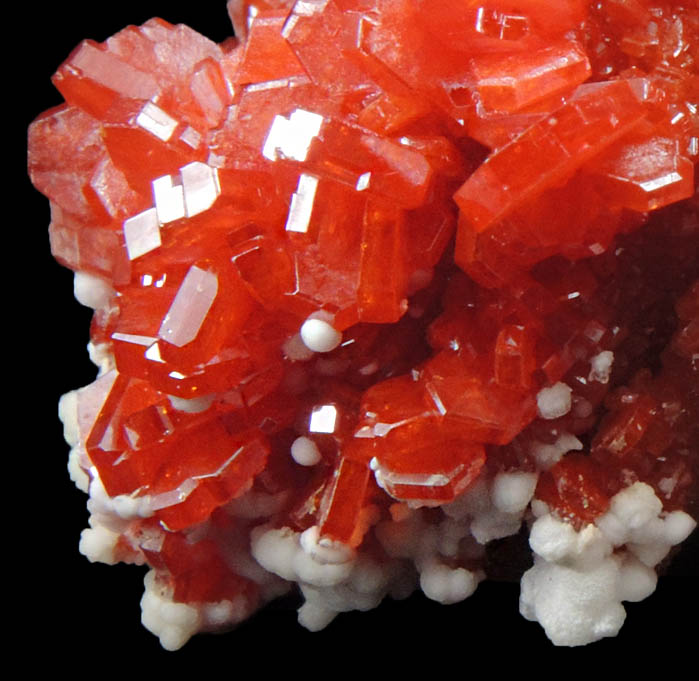 Vanadinite with Calcite on Barite from Mibladen, Haute Moulouya Basin, Zeida-Aouli-Mibladen belt, Midelt Province, Morocco