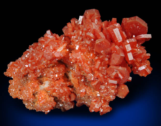 Vanadinite on Barite from Mibladen, Haute Moulouya Basin, Zeida-Aouli-Mibladen belt, Midelt Province, Morocco