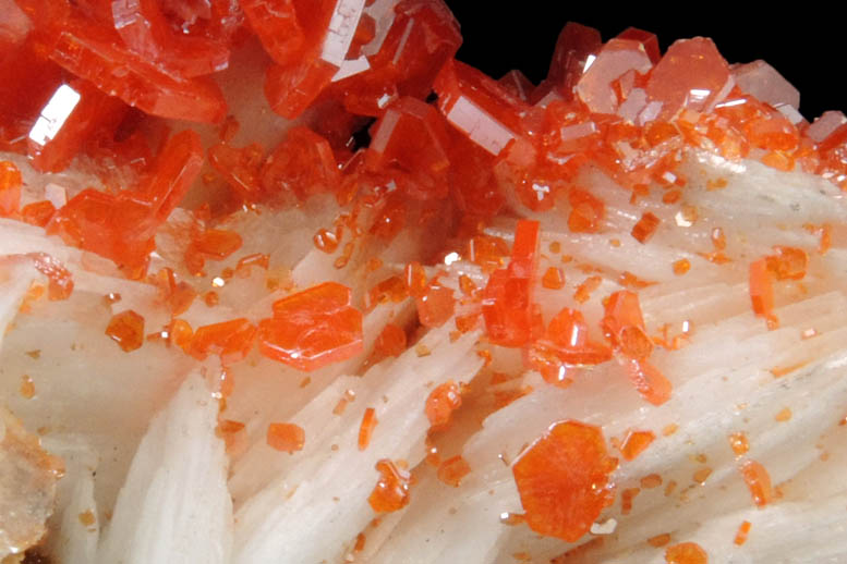 Vanadinite on Barite from Mibladen, Haute Moulouya Basin, Zeida-Aouli-Mibladen belt, Midelt Province, Morocco