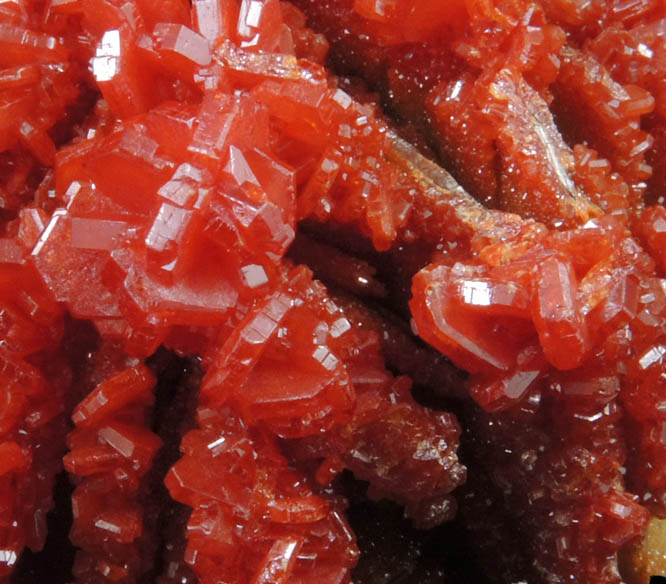 Vanadinite on Barite from Mibladen, Haute Moulouya Basin, Zeida-Aouli-Mibladen belt, Midelt Province, Morocco