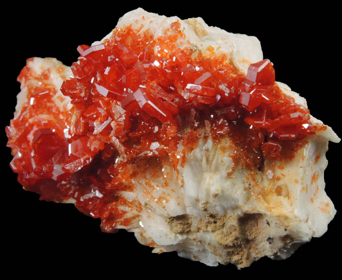 Vanadinite on Barite from Mibladen, Haute Moulouya Basin, Zeida-Aouli-Mibladen belt, Midelt Province, Morocco