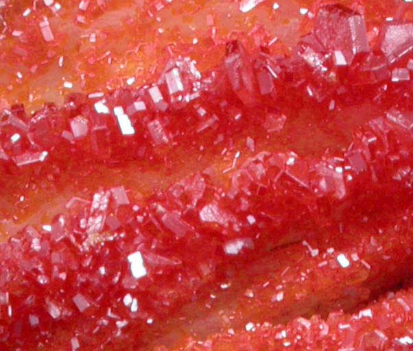 Vanadinite on Barite from Mibladen, Haute Moulouya Basin, Zeida-Aouli-Mibladen belt, Midelt Province, Morocco