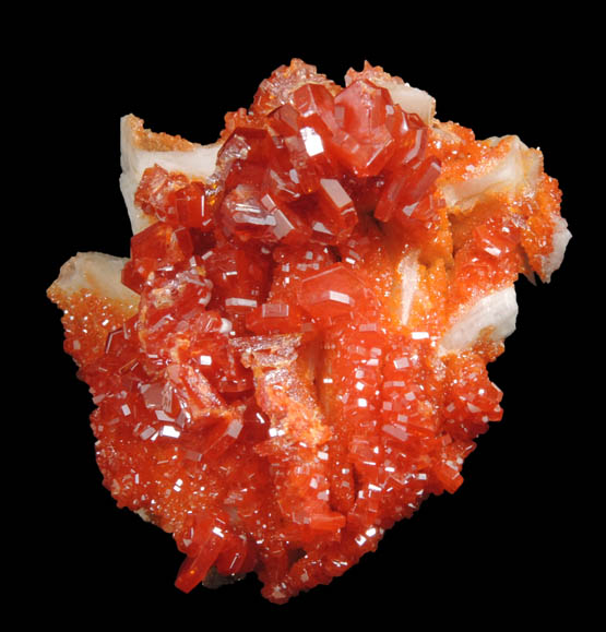 Vanadinite on Barite from Mibladen, Haute Moulouya Basin, Zeida-Aouli-Mibladen belt, Midelt Province, Morocco