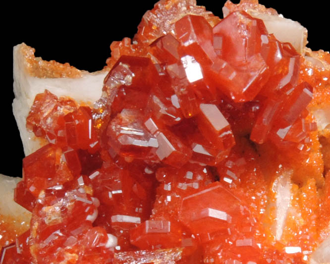 Vanadinite on Barite from Mibladen, Haute Moulouya Basin, Zeida-Aouli-Mibladen belt, Midelt Province, Morocco