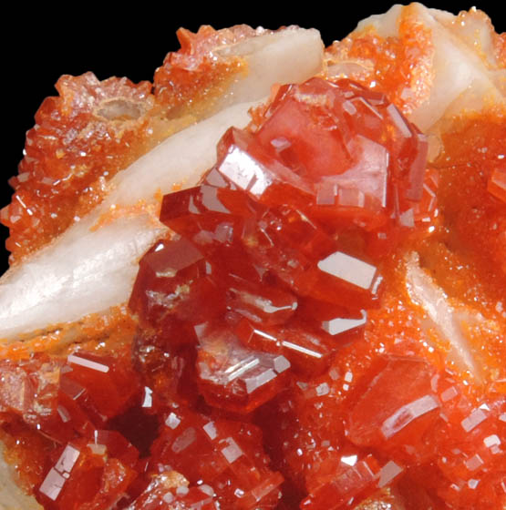 Vanadinite on Barite from Mibladen, Haute Moulouya Basin, Zeida-Aouli-Mibladen belt, Midelt Province, Morocco