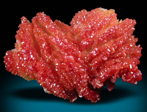 Vanadinite on Barite from Mibladen, Haute Moulouya Basin, Zeida-Aouli-Mibladen belt, Midelt Province, Morocco