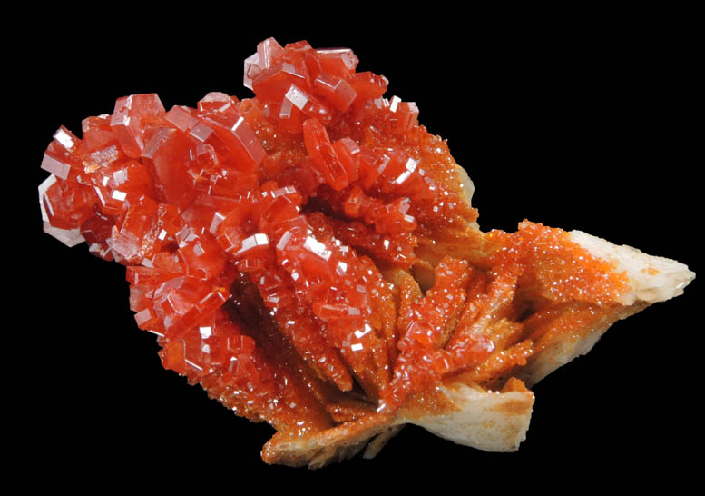 Vanadinite on Barite from Mibladen, Haute Moulouya Basin, Zeida-Aouli-Mibladen belt, Midelt Province, Morocco