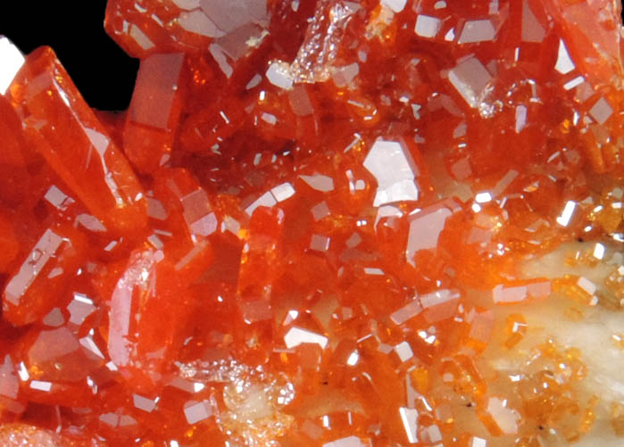 Vanadinite on Barite from Mibladen, Haute Moulouya Basin, Zeida-Aouli-Mibladen belt, Midelt Province, Morocco