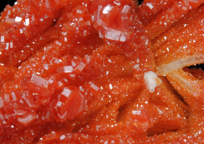 Vanadinite on Barite with Calcite from Mibladen, Haute Moulouya Basin, Zeida-Aouli-Mibladen belt, Midelt Province, Morocco