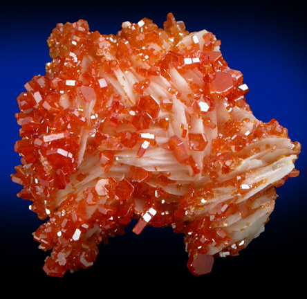 Vanadinite on Barite from Mibladen, Haute Moulouya Basin, Zeida-Aouli-Mibladen belt, Midelt Province, Morocco