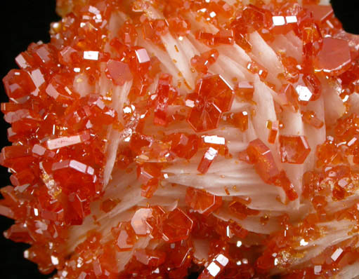 Vanadinite on Barite from Mibladen, Haute Moulouya Basin, Zeida-Aouli-Mibladen belt, Midelt Province, Morocco