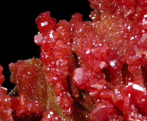 Vanadinite on Barite with Aragonite from Mibladen, Haute Moulouya Basin, Zeida-Aouli-Mibladen belt, Midelt Province, Morocco