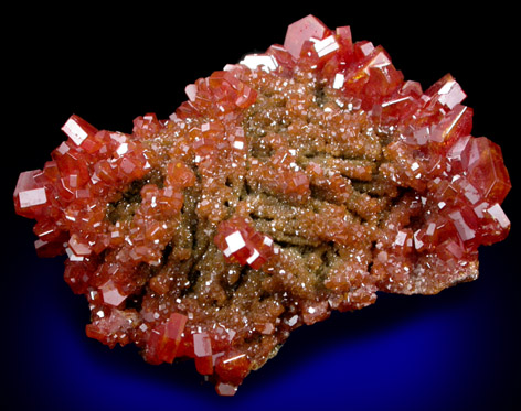 Vanadinite on Barite from Mibladen, Haute Moulouya Basin, Zeida-Aouli-Mibladen belt, Midelt Province, Morocco