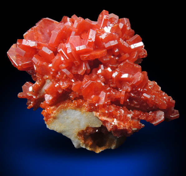 Vanadinite on Barite from Mibladen, Haute Moulouya Basin, Zeida-Aouli-Mibladen belt, Midelt Province, Morocco