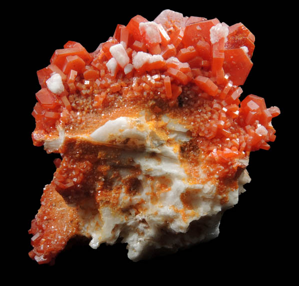 Vanadinite on Barite from Mibladen, Haute Moulouya Basin, Zeida-Aouli-Mibladen belt, Midelt Province, Morocco