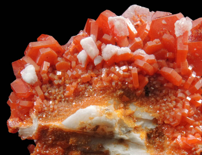 Vanadinite on Barite from Mibladen, Haute Moulouya Basin, Zeida-Aouli-Mibladen belt, Midelt Province, Morocco