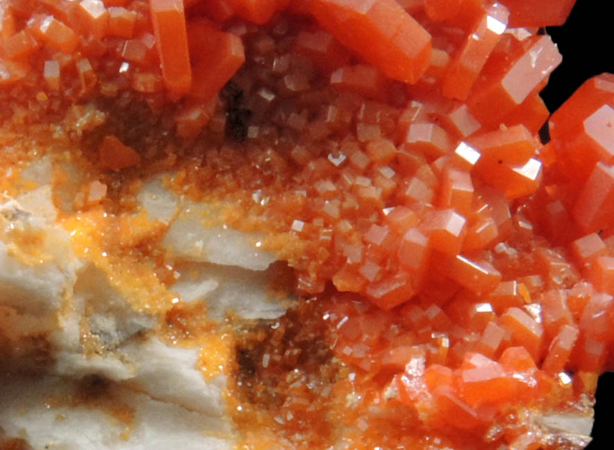 Vanadinite on Barite from Mibladen, Haute Moulouya Basin, Zeida-Aouli-Mibladen belt, Midelt Province, Morocco