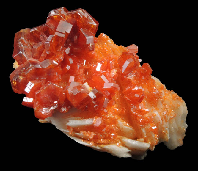 Vanadinite on Barite from Mibladen, Haute Moulouya Basin, Zeida-Aouli-Mibladen belt, Midelt Province, Morocco