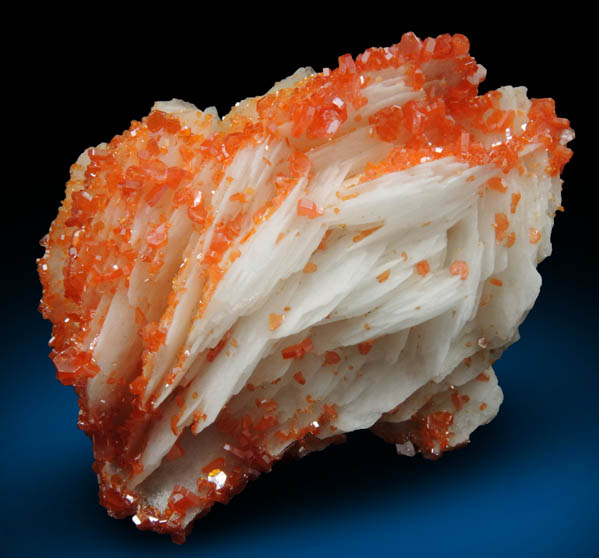 Vanadinite on Barite from Mibladen, Haute Moulouya Basin, Zeida-Aouli-Mibladen belt, Midelt Province, Morocco