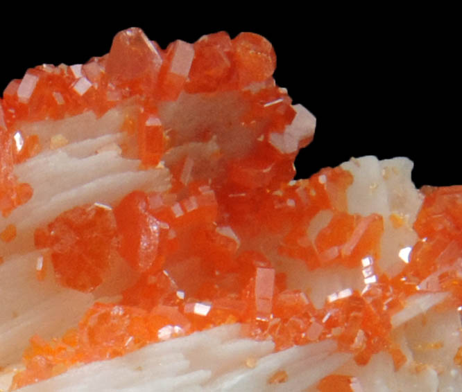 Vanadinite on Barite from Mibladen, Haute Moulouya Basin, Zeida-Aouli-Mibladen belt, Midelt Province, Morocco