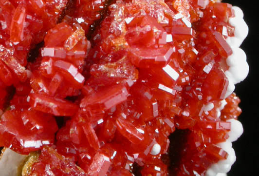 Vanadinite on Barite with Aragonite from Mibladen, Haute Moulouya Basin, Zeida-Aouli-Mibladen belt, Midelt Province, Morocco