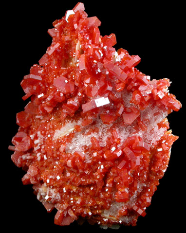 Vanadinite on Barite with Gypsum from Mibladen, Haute Moulouya Basin, Zeida-Aouli-Mibladen belt, Midelt Province, Morocco