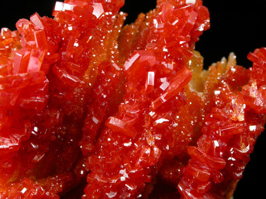 Vanadinite on Barite from Mibladen, Haute Moulouya Basin, Zeida-Aouli-Mibladen belt, Midelt Province, Morocco