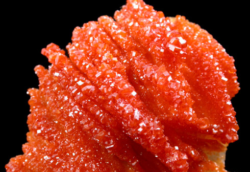 Vanadinite on Barite from Mibladen, Haute Moulouya Basin, Zeida-Aouli-Mibladen belt, Midelt Province, Morocco