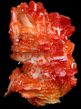 Vanadinite on Barite from Mibladen, Haute Moulouya Basin, Zeida-Aouli-Mibladen belt, Midelt Province, Morocco