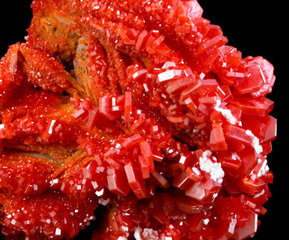 Vanadinite on Barite from Mibladen, Haute Moulouya Basin, Zeida-Aouli-Mibladen belt, Midelt Province, Morocco