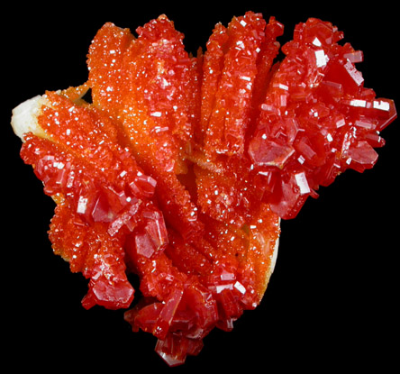 Vanadinite on Barite from Mibladen, Haute Moulouya Basin, Zeida-Aouli-Mibladen belt, Midelt Province, Morocco