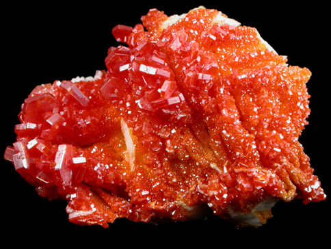 Vanadinite on Barite from Mibladen, Haute Moulouya Basin, Zeida-Aouli-Mibladen belt, Midelt Province, Morocco