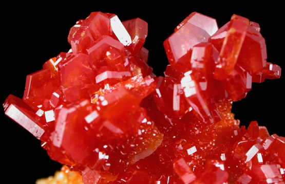 Vanadinite on Barite from Mibladen, Haute Moulouya Basin, Zeida-Aouli-Mibladen belt, Midelt Province, Morocco