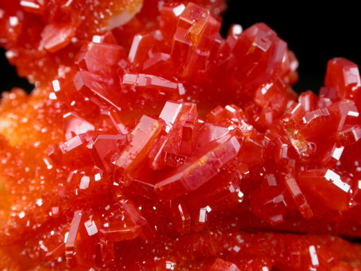 Vanadinite on Barite from Mibladen, Haute Moulouya Basin, Zeida-Aouli-Mibladen belt, Midelt Province, Morocco