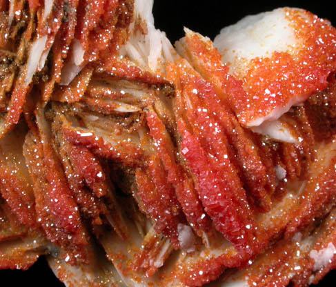 Vanadinite on Barite from Mibladen, Haute Moulouya Basin, Zeida-Aouli-Mibladen belt, Midelt Province, Morocco