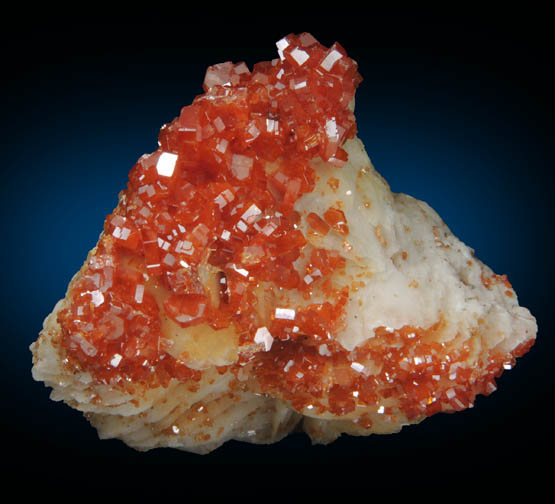 Vanadinite on Barite from Mibladen, Haute Moulouya Basin, Zeida-Aouli-Mibladen belt, Midelt Province, Morocco