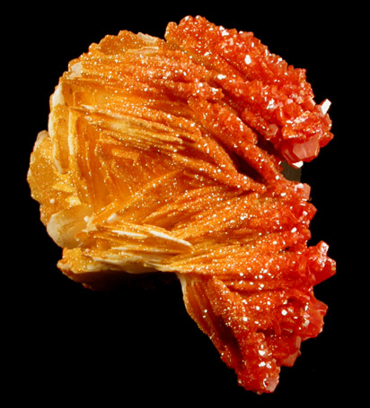 Vanadinite on Barite from Mibladen, Haute Moulouya Basin, Zeida-Aouli-Mibladen belt, Midelt Province, Morocco